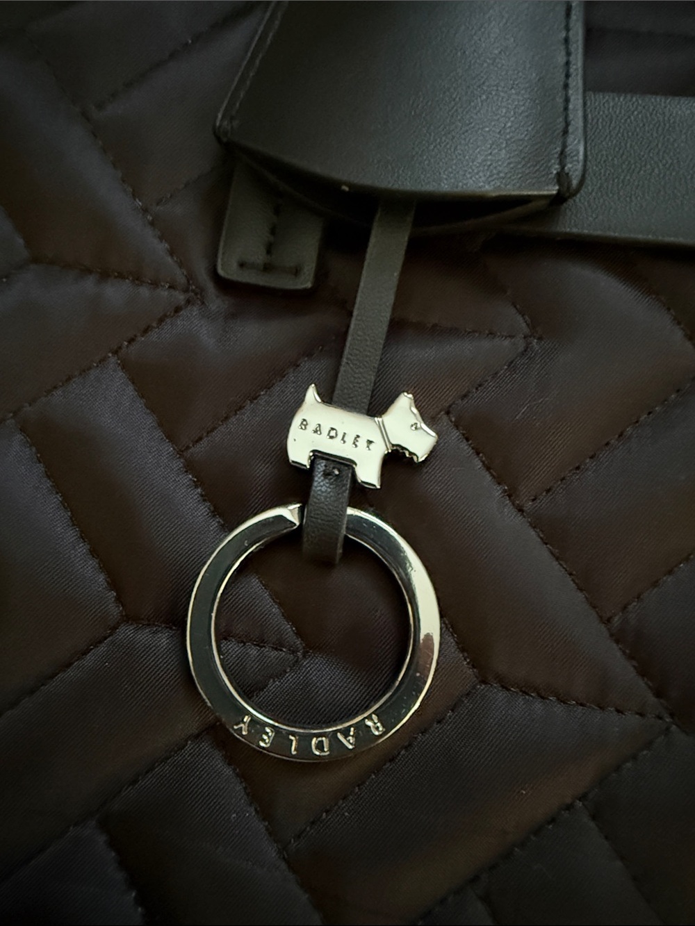 RADLEY LONDON Black Quilted Tote with Leather Strap Charm - Picture 4 of 14